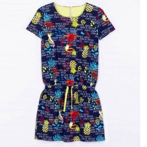 NWT Coccodrillo navy dress with tropical print